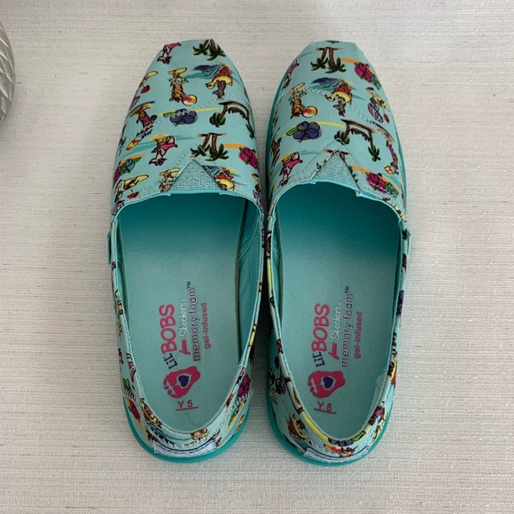 Girls BOBS From Sketchers Turquoise Beach Memory Foam Flats Girls 5Y - Picture 9 of 11